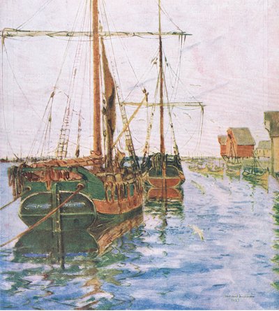 Boats in Harbour, from My Magazine, 1922 by Rikard Lindstrom